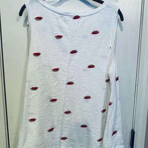 Easy Street White Tank Top with Watermelon Design